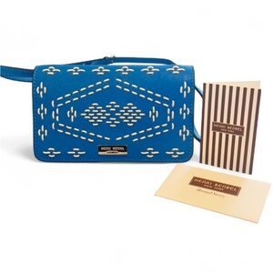 Henri Bendel Excellent Condition Blue Crossbody/Clutch with White Accents